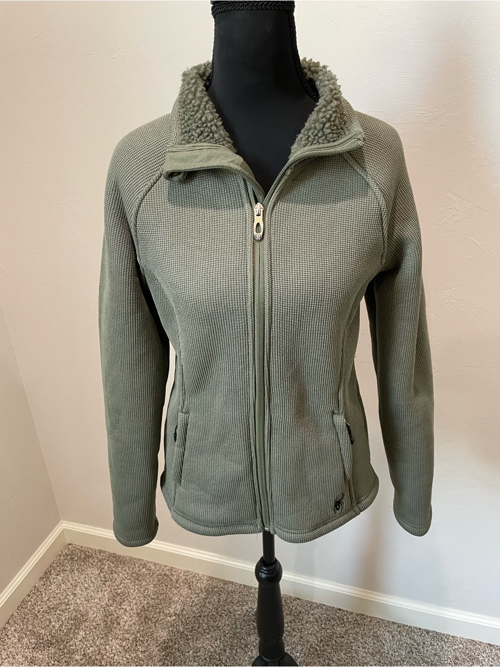 Spyder Olive Green Full-Zip Sherpa Lined Jacket Full Zip Stella
